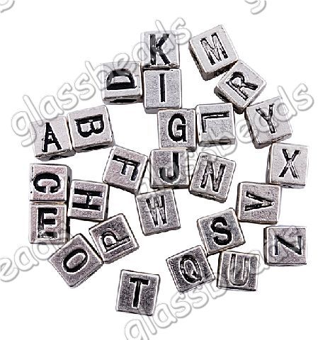 60pcs Mixed 26 Letter Tibet Silver Spacer Beads Charms 4.5MM Hole 