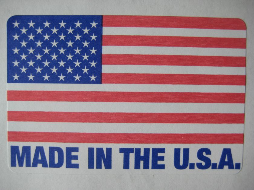 1,000 2 x 3 MADE IN THE USA / USA FLAG LABEL STICKER  