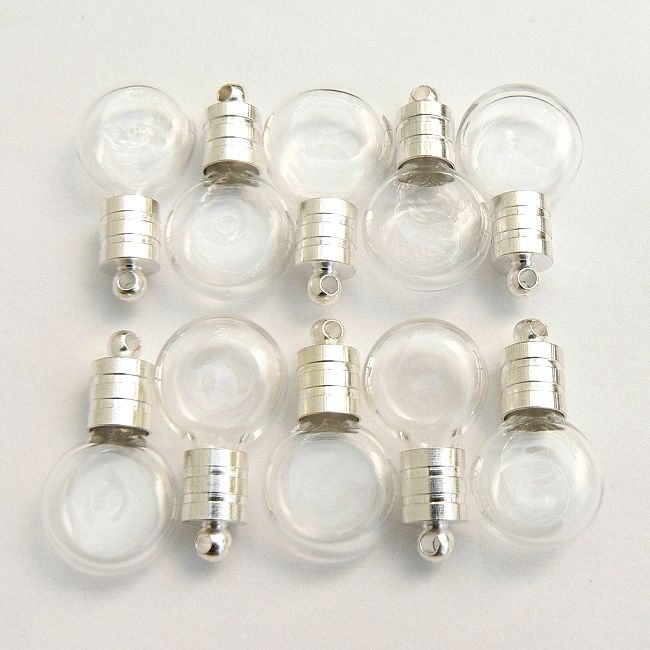 10 Vial Pendants (mini/ vials/ glass) MINI COGNAC  