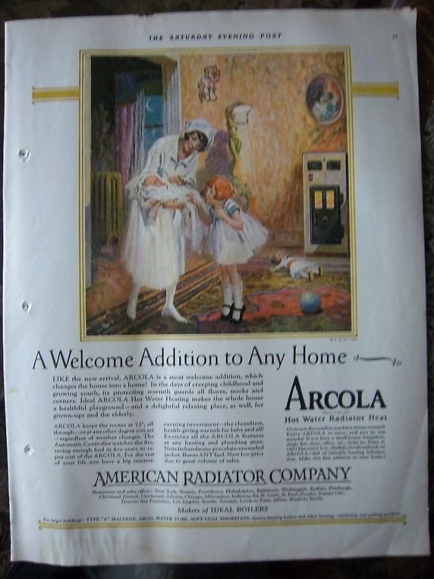 1926 Arcola American Radiator Company Nurse New Baby Color Ad  
