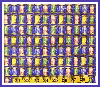   QUILTERS CLASSIC SEWING THEME THREAD NEEDLE FABRIC FQ 18 X 22  