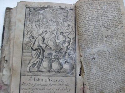   ANTIQUE LEATHER BOUND PRAYER BOOK BIBLE 1756 FULL ILLUSTRATIONS  