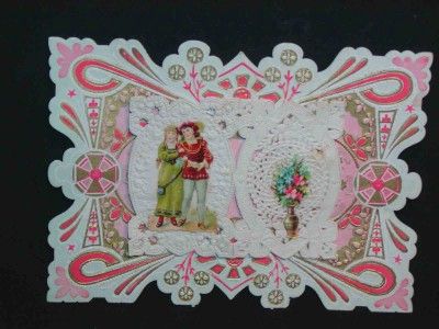 Antique c1880s GERMAN DIECUT VALENTINES CARD Beauty  