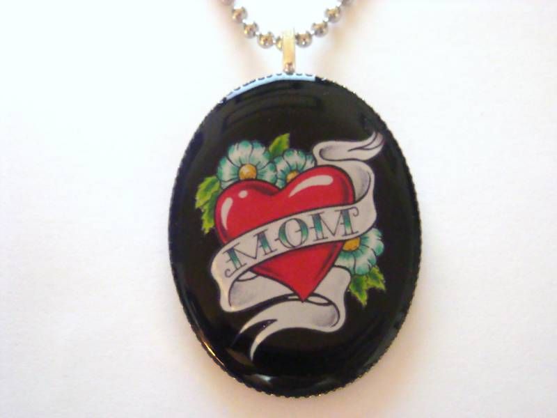 OLD SCHOOL BANNER TATTOO MOM PENDANT NECKLACE NEW  