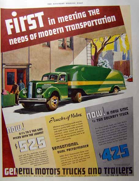1930 Streamline GMC Trucks and Trailers print AD  
