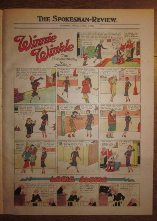 1931 Sunday 4 Tabloid Pages WINNIE WINKLE, LITTLE FOLKS  