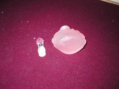 Vintage, Frosted Pink Glass & Crystal Stopper, Perfume Bottle