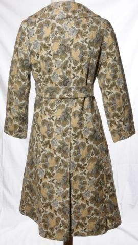 Young Miss Of California Tweed Grey Green Brown Floral Lined Trench 