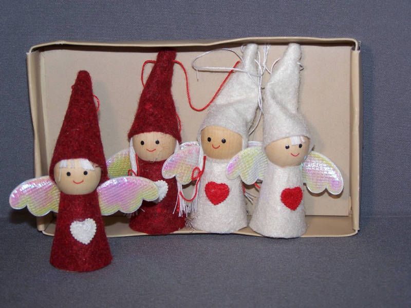 Scandinavian Swedish Christmas Ornaments 4 Angels Elves  