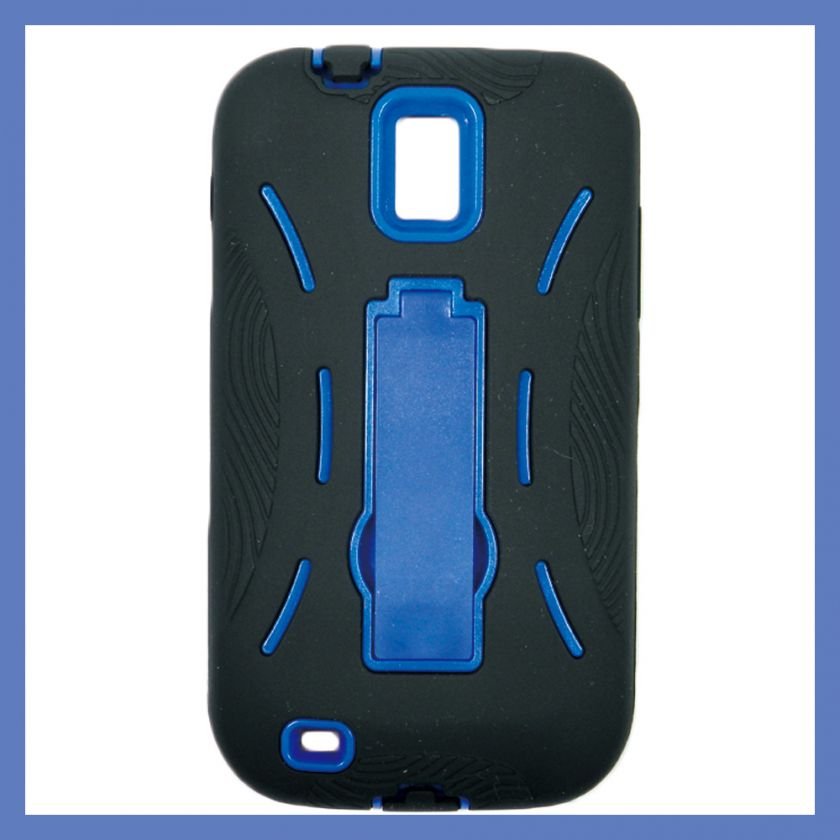 for TMOBILE Samsung Galaxy S II T989 Heavyduty Case w/ Blue Kick Stand 