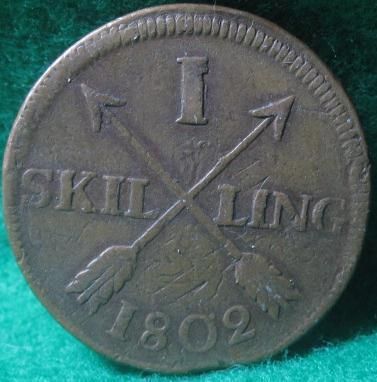 SWEDEN 1802 1 SKILLING COPPER Large coin  