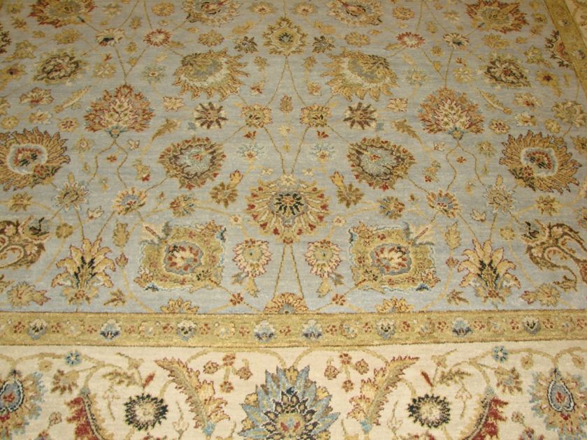   Light Blue & Ivory Plush Hand knotted Wool Persian Oriental Rug  