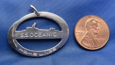 Vintage Silver SS OCEANIC HOME LINES Cruise Ship Charm marked STERLING 