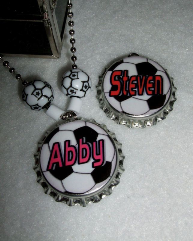 Soccer Mom or Name ~ BOTTLE CAP NECKLACE~ Personalized  