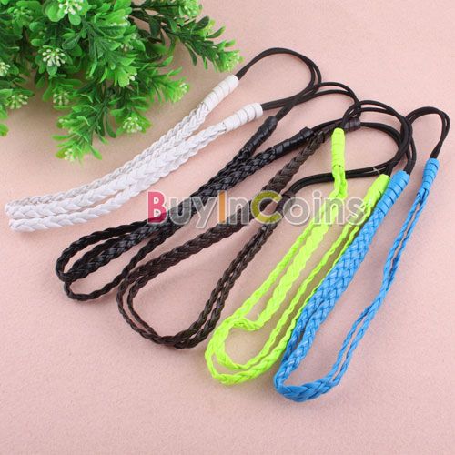 New Fashion Headband Leather Double Braid Stretch Elastic  