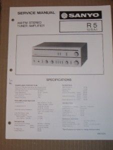Sanyo Service/Repair Manual~R5 Tuner Amplifier R 5 Amp  
